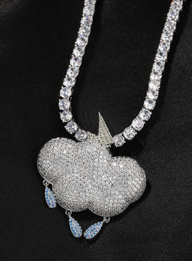 铜镶锆石男女水滴闪电云朵吊坠