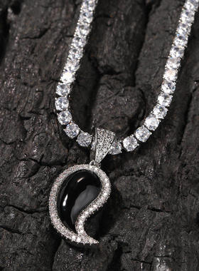 锆石铜麻花链男女黑色项链