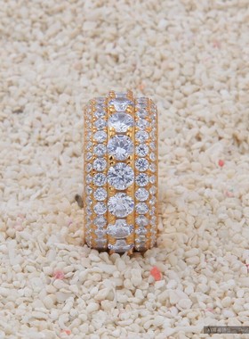 欧美风男士925银锆石防氧化戒指