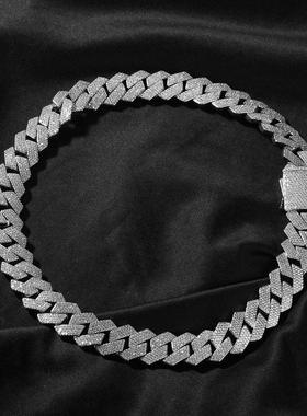 铜镶四排锆石男士嘻哈项链