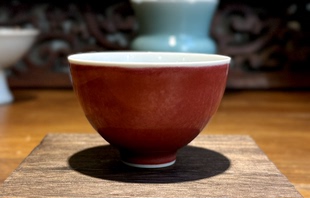 70毫升 全手工茶器杯子豇豆红祭红霁红鸡心盏主人杯茶席