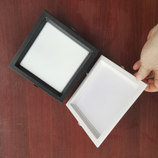 弹簧黑白色天花大板暗装格栅led灯天花卡扣开孔方形嵌入式吸顶灯