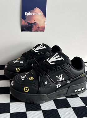 黑色鞋子女鞋百搭美式板鞋女款 春季新款面包鞋增高情侣休闲鞋男