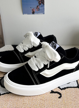 帆布鞋女款2025新款黑色鞋子女鞋 夏季增高面包鞋透气情侣板鞋男