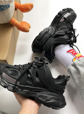 厚底老爹鞋女款黑色鞋子女鞋冬季 新款增高运动鞋情侣休闲鞋男潮