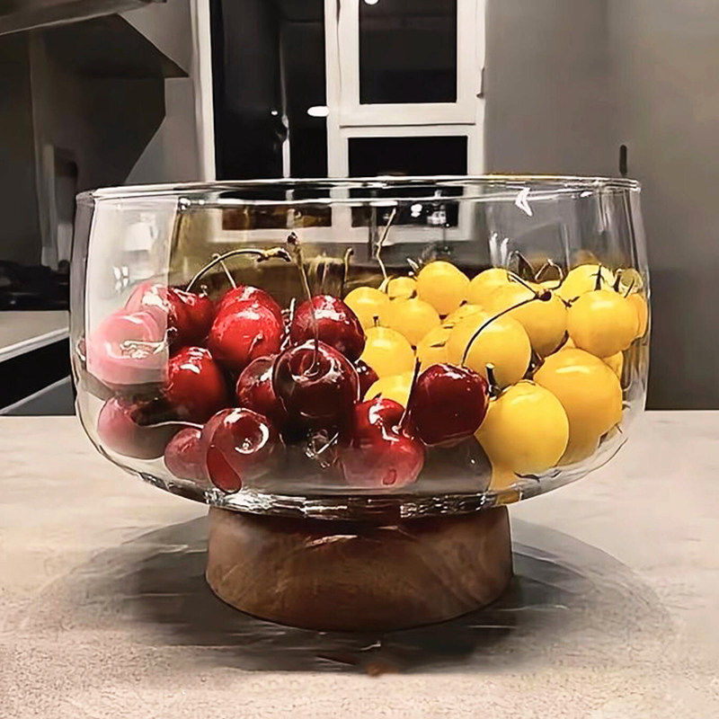 创意高脚果盘玻璃果盘家用复古木质糖果盆日系风格冰川纹果盘,餐饮具,果盆/果盘/果篮,淘宝优惠券,粉丝福利购,淘宝优惠卷