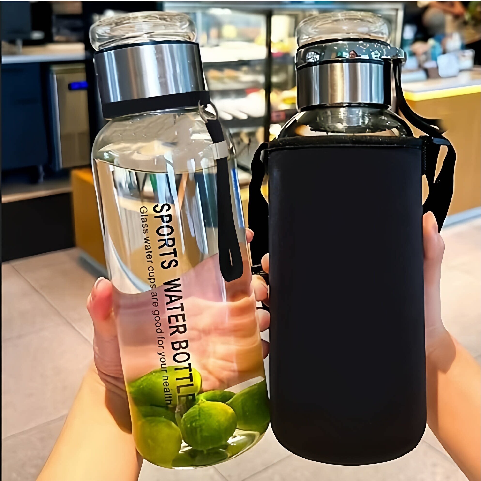 新款大容量玻璃水杯耐高温带杯套茶水分离可携式运动网红吨吨泡茶