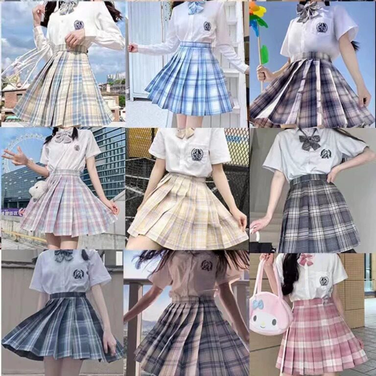 JK制服套装格裙女原创正版全套百褶裙学生基础款日系学院风半裙子
