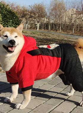 新款中大型犬狗狗衣服四脚衣金毛拉布拉多萨摩连帽卫衣加厚秋冬装