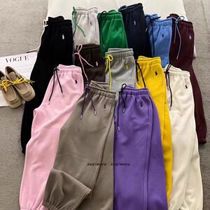 加绒加厚卫裤女2024女装简约休闲宽松显瘦松紧腰秋冬加绒束脚裤子