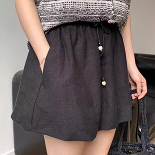 亚麻AT Studios纯棉显瘦花苞半身裙裤百搭运动半裙a字短裙高腰裙