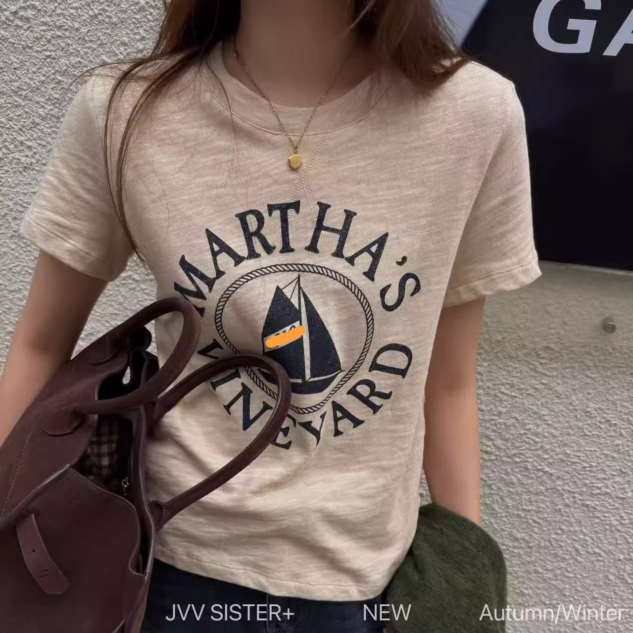 JVVSISTER韩系透气印花圆领短袖T恤衫纯棉百搭宽松休闲打底衫上衣