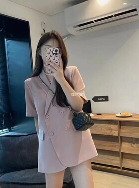 SAINA显高显瘦气质百搭西装2024春季新款短袖西服外套小个子西服
