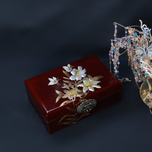 平遥漆器复古首饰盒珠宝首饰收纳手绘螺钿镶嵌结婚情人节礼物