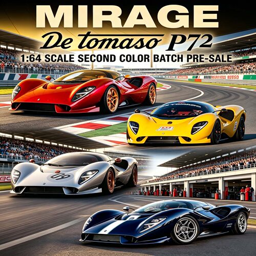 Mirage 1:64 De tomaso(德拓玛索) P72 跑车 合金模型