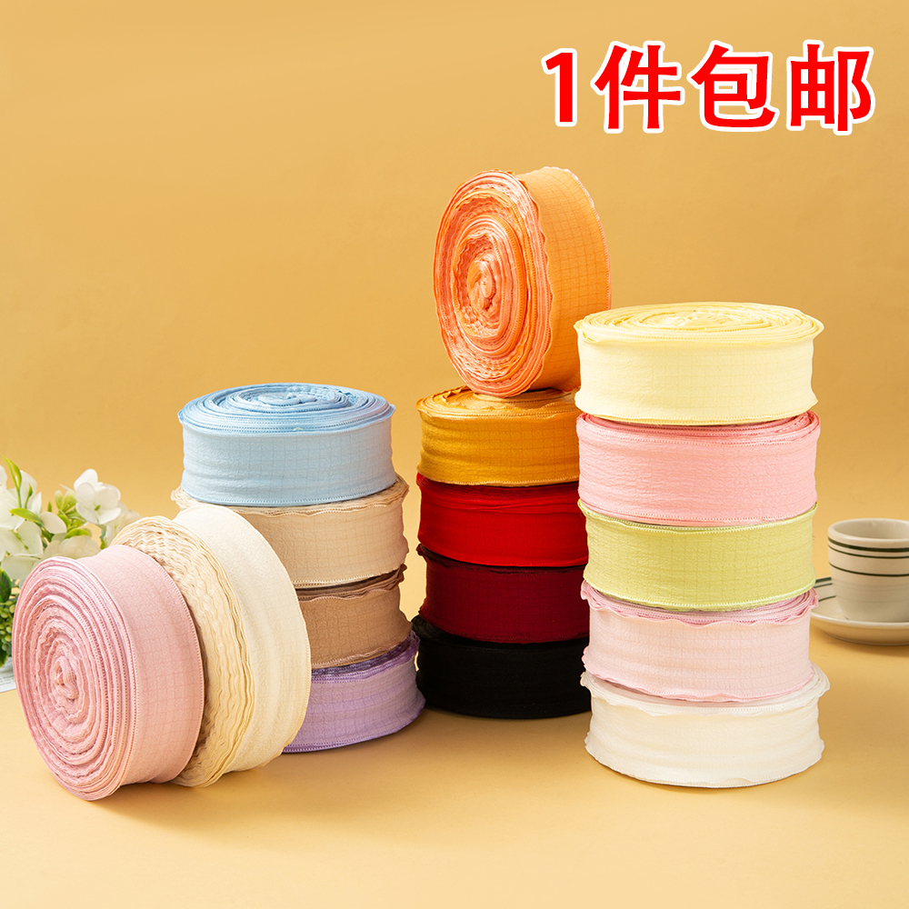 4cm大盘50码亚麻褶皱丝带泡泡褶
