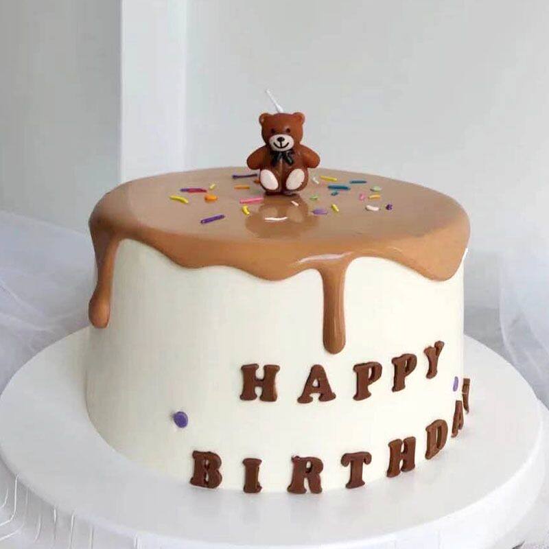 网红韩风小熊蜡烛生日蛋糕插件开学季简约插牌儿童生日蛋糕摆件