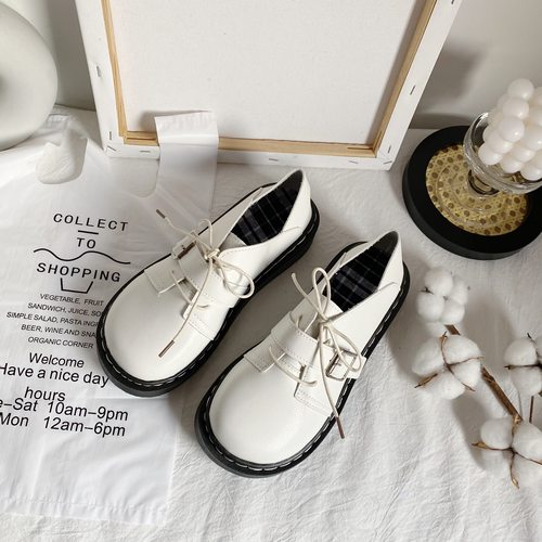 小皮鞋日系可爱白色小皮鞋大码
