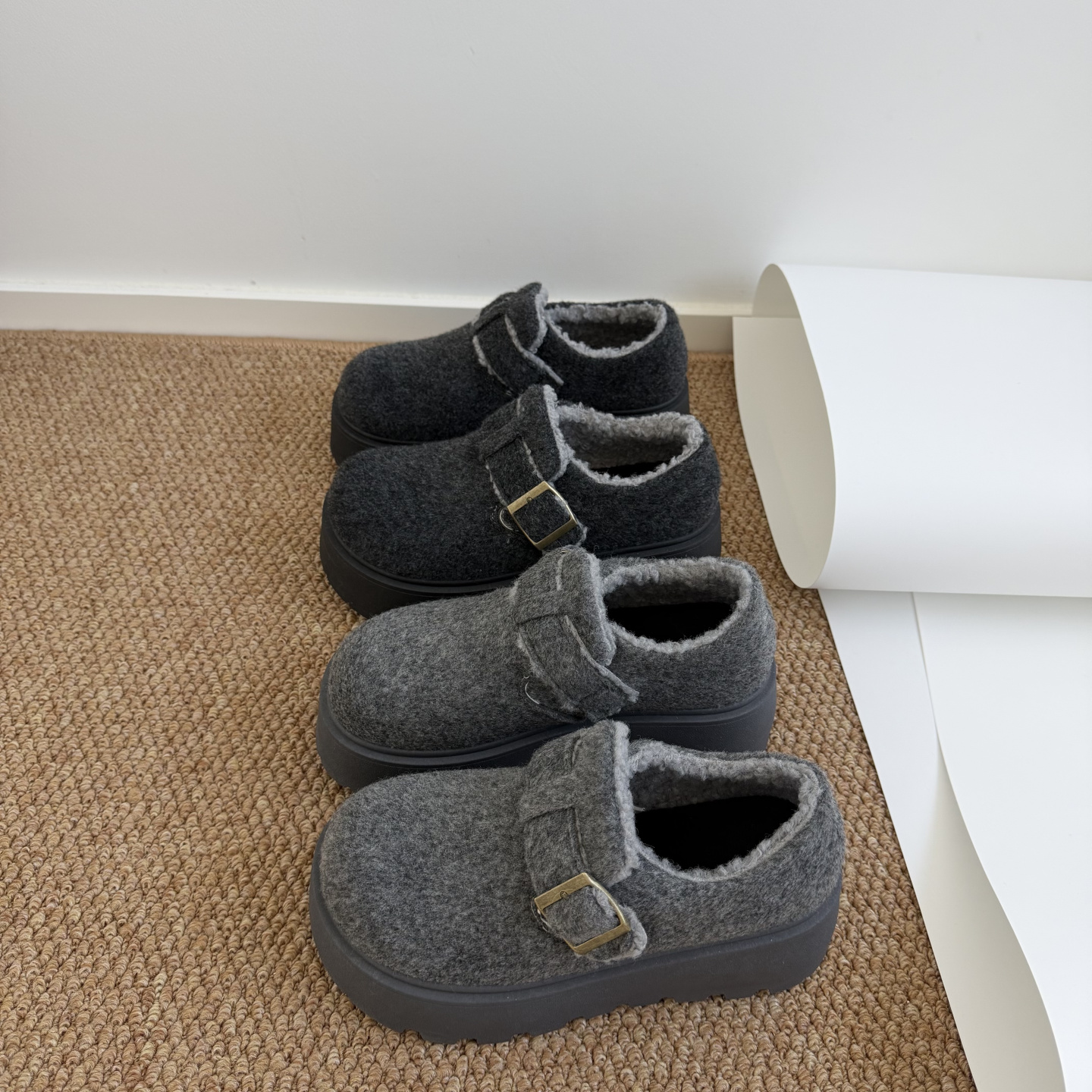 皮带扣英伦风厚底加绒勃肯鞋女