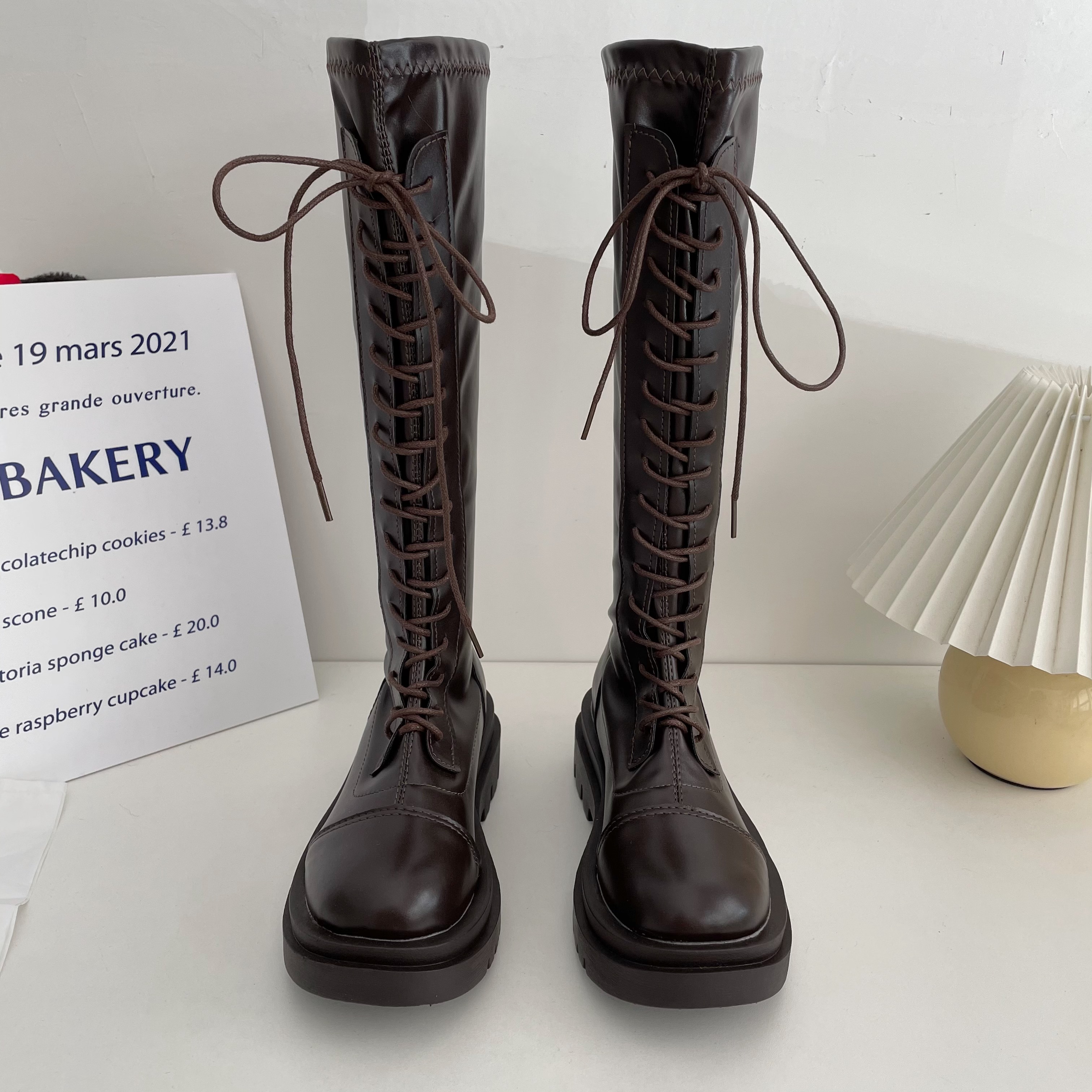 马丁靴不过膝高筒靴英伦简约长靴