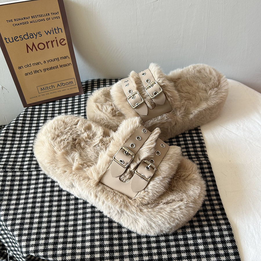 增高厚底毛毛拖鞋女外穿