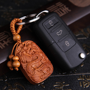 桃木雕弥勒佛车钥匙扣木制笑佛金钱佛礼品挂件新年龙礼物小纪念品