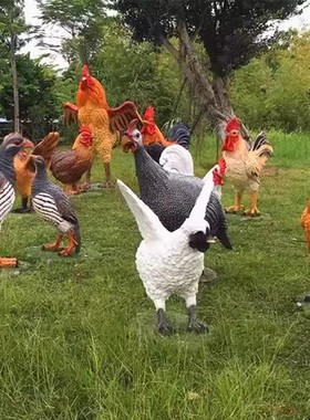 仿真母鸡大公鸡摆件工艺品动物户外园林庭院农场装饰玻璃钢雕塑品