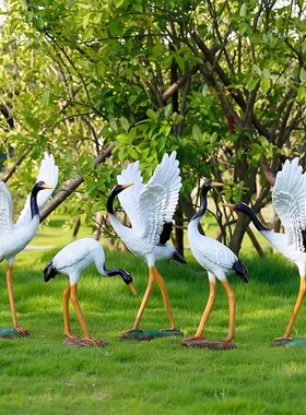 户外仿真仙鹤雕塑丹顶鹤摆件花园庭院水池造景园林景观动物装饰品