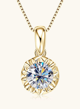 跨境新款璀璨之星D色莫桑石项链轻奢高级感吊坠气质925纯银锁骨链