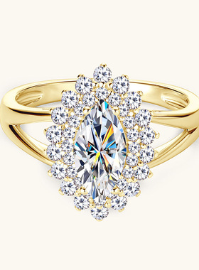 欧美跨境奢华马眼形锆石钻戒个性璀璨超闪戒指仿莫桑指环一件代发