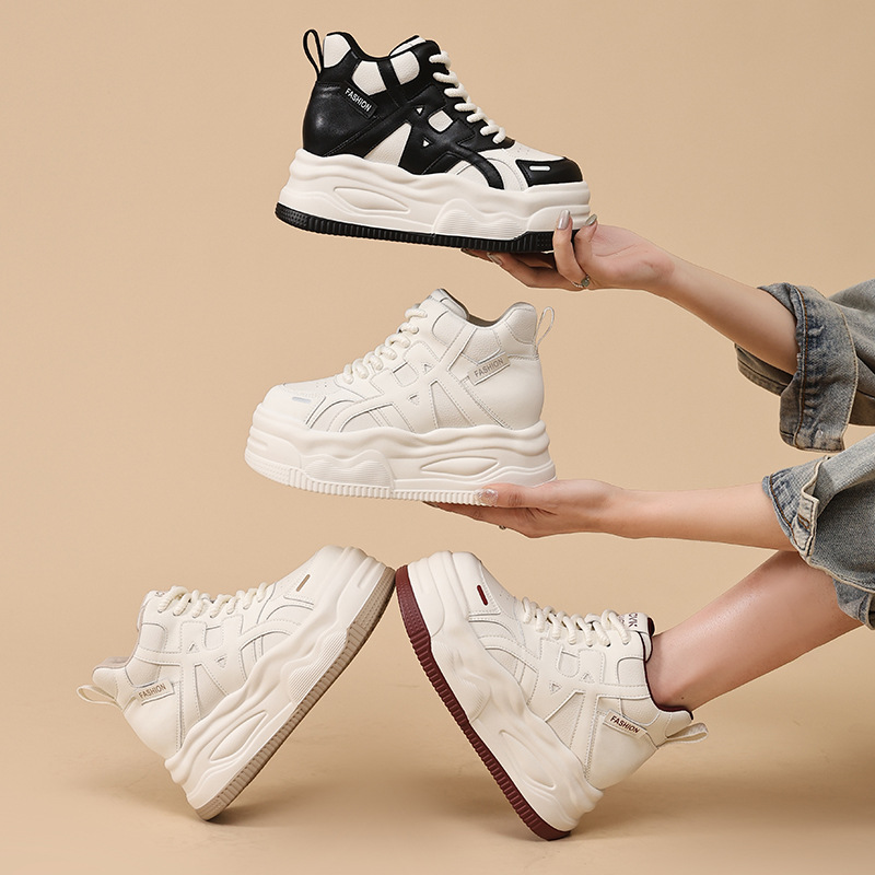 内增高厚底休闲小白鞋高帮秋冬季新款欧若动感风鞋子女鞋百搭爆款