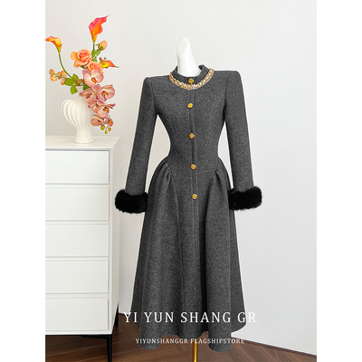 法式复古小香风长袖连衣裙