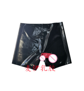 裆部拉链乳胶内裤男高腰乳胶内裤