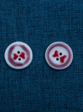 两个装 20mm紫色对心纽扣毛衣手工陶瓷圆形纽扣子手绘瓷手账服饰