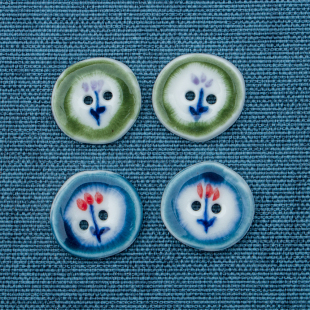 两个装 不规则圆毛衣手工陶瓷圆形纽扣手绘手账服饰高档 20mm