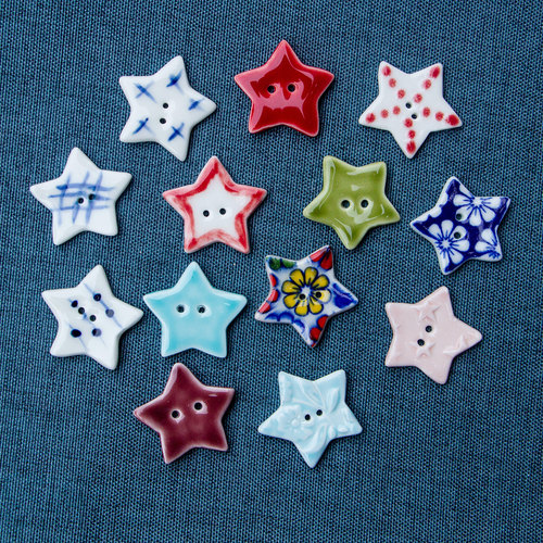 30mm青花瓷纽扣复古DIY两个装