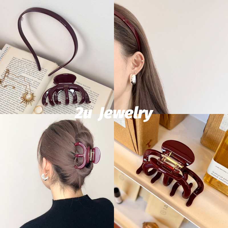 抓夹醋酸日韩安可拉红发饰