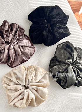 韩国ins秋冬新款超大号丝绒大肠发圈高级感气质盘发马尾头花发绳