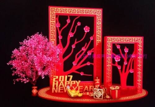 虎年美陈2022年春节装饰新品 红色喜庆堆头场景造型制作 屏风堆头