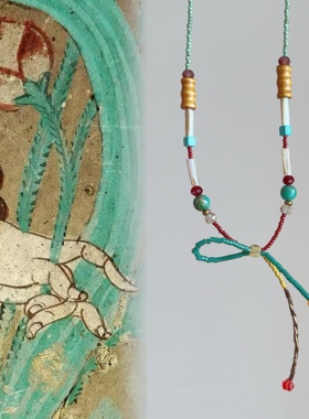 敦煌｜原创撞色浓郁色系蝴蝶结项链复古设计感时尚秋冬多巴胺色系