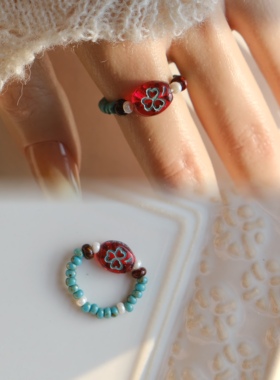 酒馆三零二秒原创设计复古文艺可爱秋冬戒指指环红色送礼