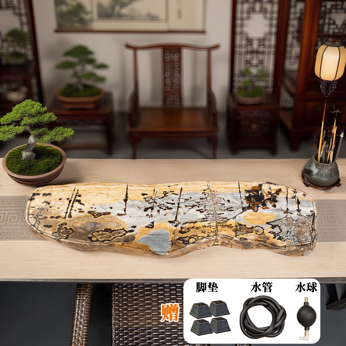 【天然国画石随形茶盘】高端轻奢纹理天成 茶室雅器 送礼收藏佳选
