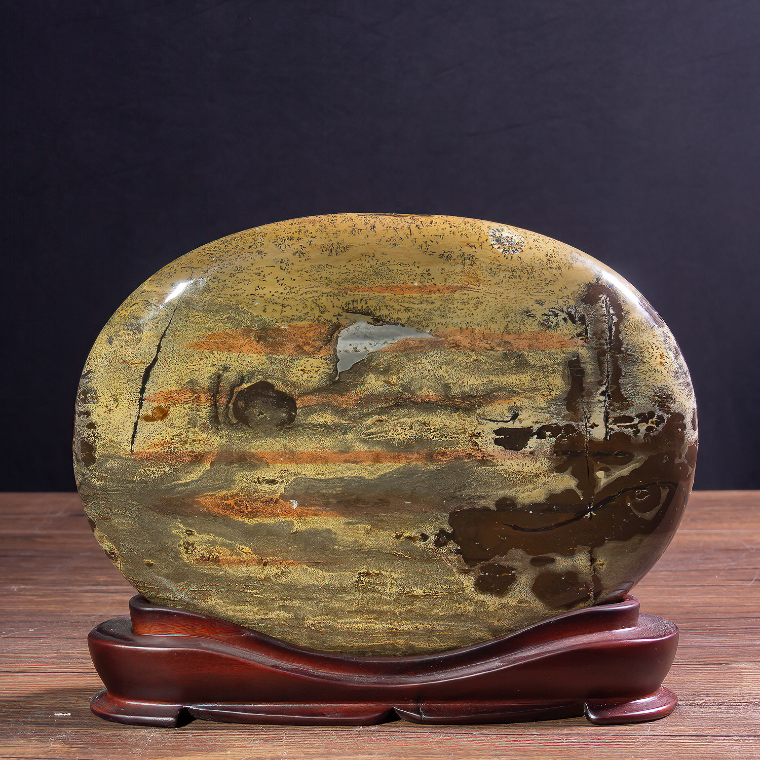 草花石装饰中式客厅书房摆件