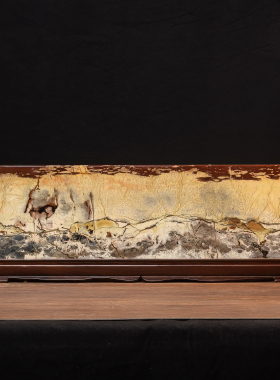 广西国画石天然奇石观赏石草花石中式方板摆件屏风客厅工艺品tz33