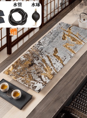 广西天然国画石奇石草花石高端轻奢茶盘现代客厅茶室中式茶具礼品