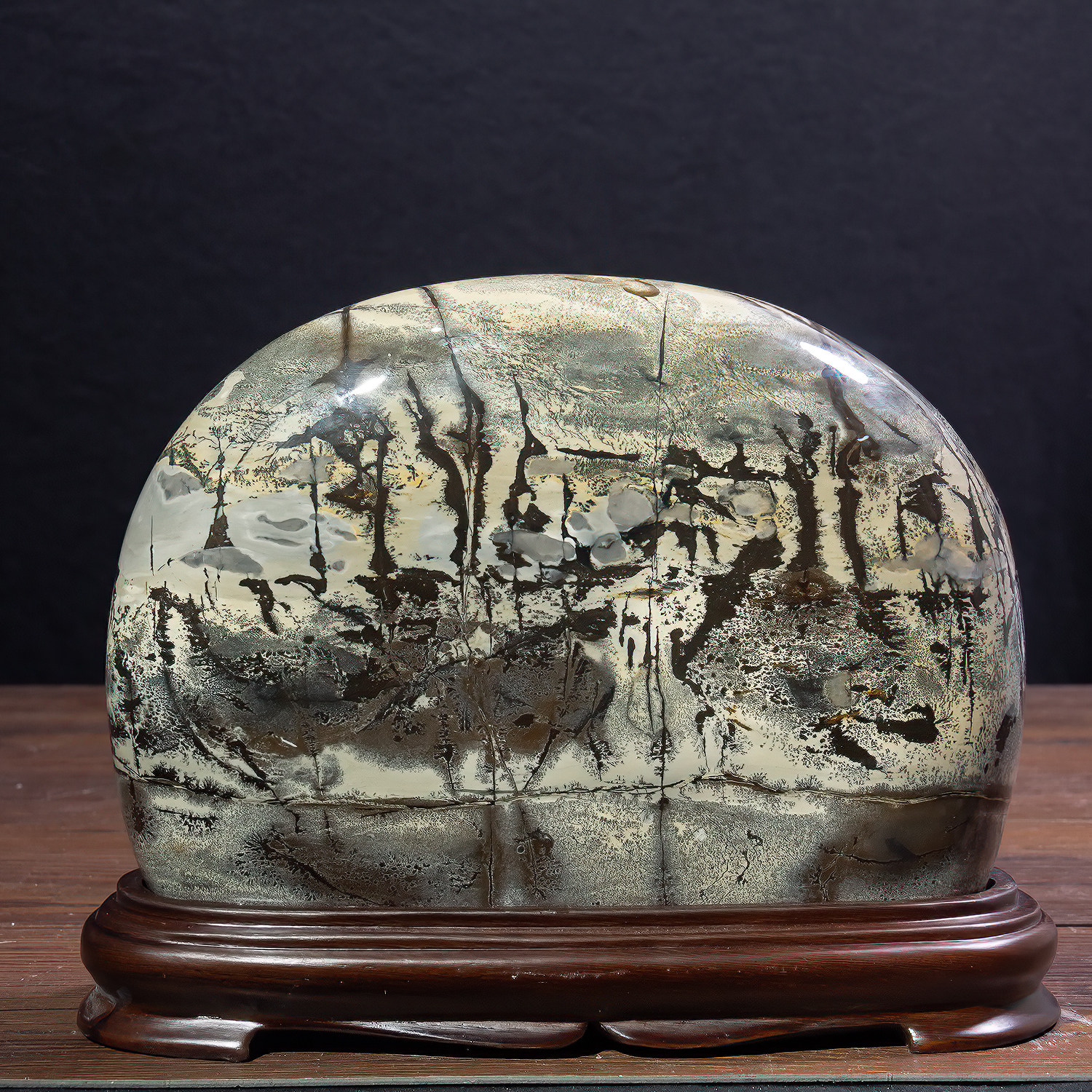 广西国画石天然奇石观赏石草花石中式摆件客厅电视柜工艺品tg60