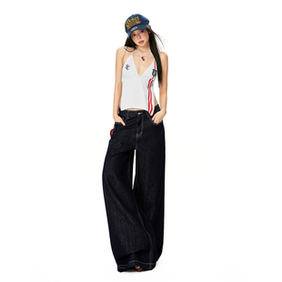 花漾26th ootd!2026春季新款美式复古原牛色宽松直筒垂感拖地裤子