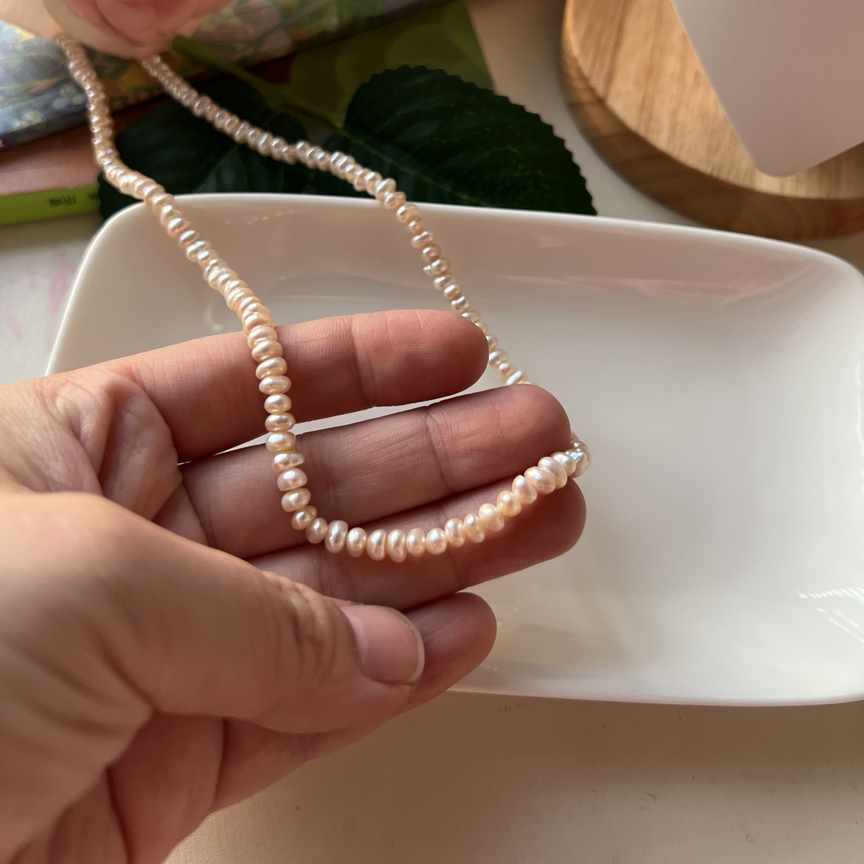 极光无核果冻粉珍珠项链天然粉珍珠项链仙女项链极亮珍珠项链