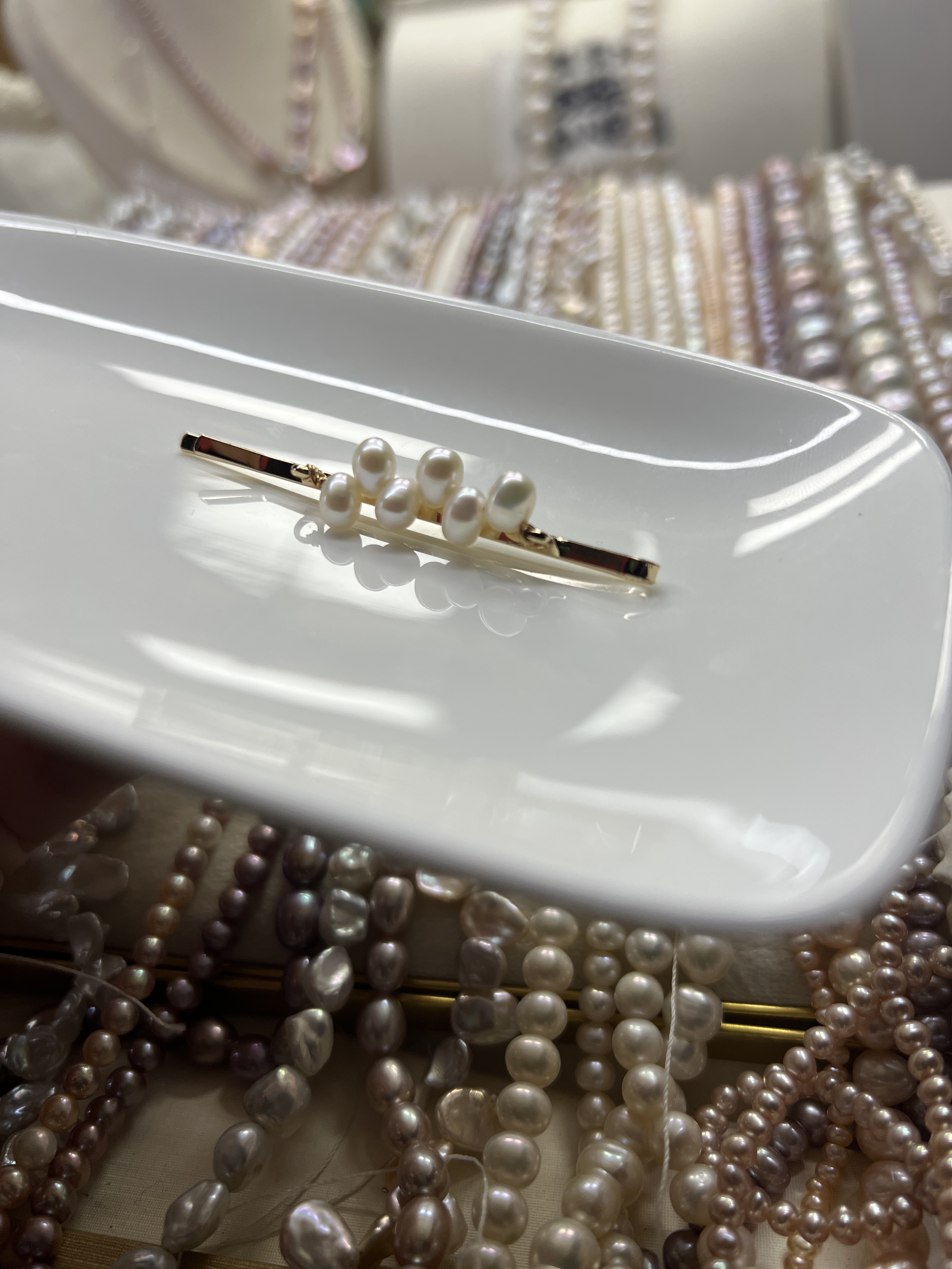 极光无核珍珠发夹侧边夹天然一字夹边夹刘海发夹夹子头饰女