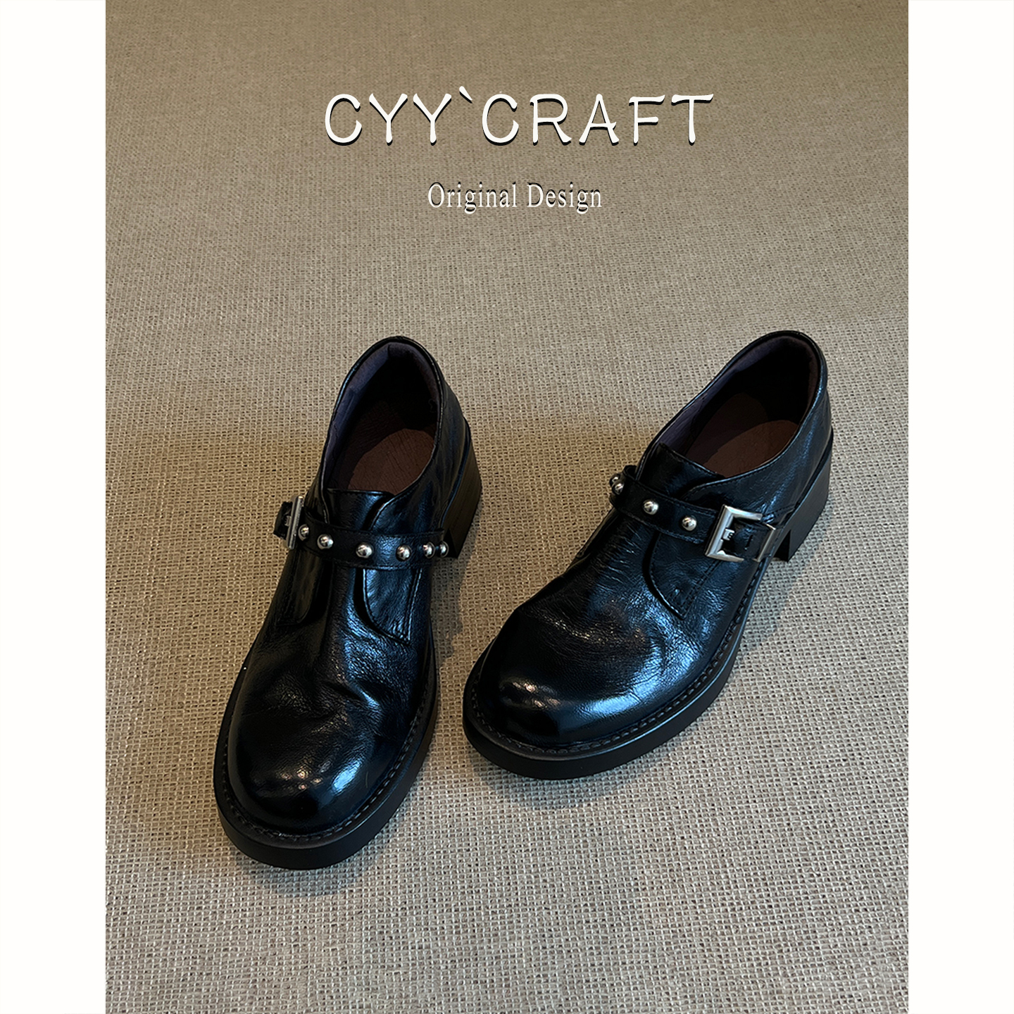 羊皮厚底皮带扣乐福鞋女2025新款